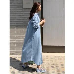 포뇨 여성 치마 청 가을 캐주얼 긴팔 무릎까지 셔츠 트렌치코트 오는 OPH3
