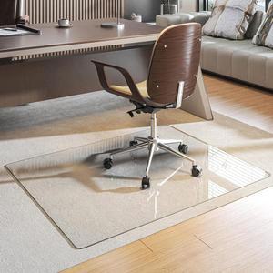 BATUSO 강화 유리 91.4CM X 91.4CM(36인치 부드럽게 세척, 36인치) 카펫 튼튼한 하드 라운드 적합 매트, 바닥에 클리어 가장자리, 코너 광택 쉬운 투명, 의자 처리된 사무실 견목 미끄러짐,