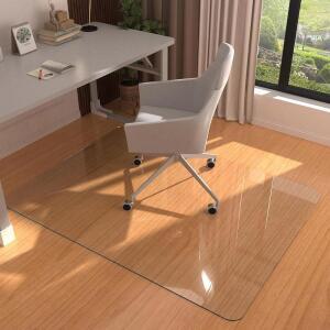 PLACOOT 견목 바닥용 크리스탈 클리어 사무실 책상 목재 바닥 X 매트 121.9 PVC 36인치) - 91.4CM(48 보호 투명 가정용 업그레이드된 /타일 의자 매트,