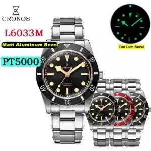 Cronos 럭셔리 남성용 시계 37mm 다이버 BB54 빈티지 자동 매트/알루미늄 베젤 여성 엔드 링크 사파이어 20