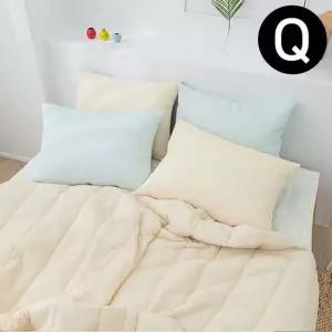 리플 순면 여름 이불 패드세트 퀸 Q (패드 크림 레몬)