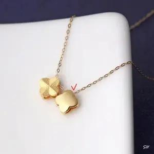 14K 골드 볼륨 네잎클로버 펜던트 금 체인 목걸이