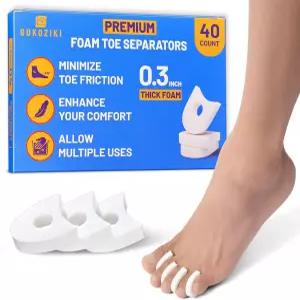 GOKOZIKI 40PCS 프리미엄 폼 토 분리기 쿠션 겹치는 발가락을 위한 소프트 스페이서 개별 여성용과 남성용