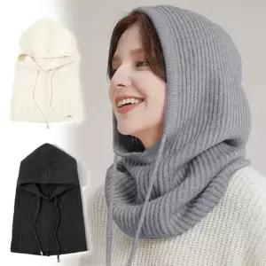 여성 골지 후드 넥워머 1P 코트 바라클라바 보온 겨울