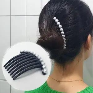 올림머리 일자형 진주 헤어빗핀-WFOENIW
