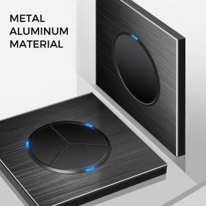 YINKA-알루미늄 합금 브러시드 범용 라운드 홈 벽 스위치 패널, LED 표시기 on/Off 250V 86mm x 1Gang 2way
