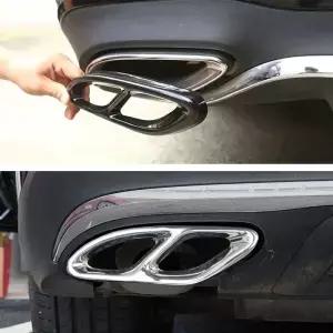 2pcs 스테인레스 스틸 배기관 커버 트림 메르세데스 벤츠 A B C E GLC GLE 클래스 W176 W246 W205 W213 AMG
