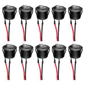 10개 미니 원형 로커 스위치, 12V ON OFF 토글 (사전 배선된 6A/250V 10A/125V AC, 12VDC 전기 포함)