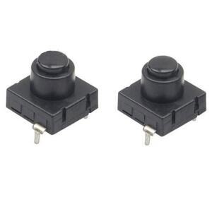10pcs 손전등 스위치 버튼 12x12mm 2 풋 자동 잠금 ON OFF 블랙