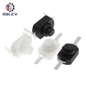 손전등 스위치 12x8MM 미니 푸시 버튼 On Off 1208YD 전기 토치 DC 30V 1A 블랙 화이트 용 자동 잠금