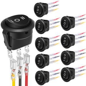 5pcs 12 볼트 3 웨이 라운드 로커 스위치 ON/Off/ON 핀 6A/250V AC 10A/125V DC SPST 원형 토글