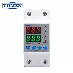 TOMZN DIN 레일 110V 230V AC 조정 가능한 과전압 저전압 보호 장치 릴레이 모니터 전류 제한 40A 63A 80A