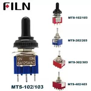 6A 120VAC 미니 2 위치 ON MTS-102 토글 스위치 3 OFF 방수 캡이 있는