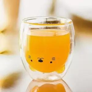 카페물컵 이중 유리컵 내열 고양이 동물잔 7day 250ml