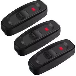 3Pcs On/Off 버튼 테이블 램프 용 인라인 코드 스위치 책상 조명 침대 10A 250V 검정색 기기