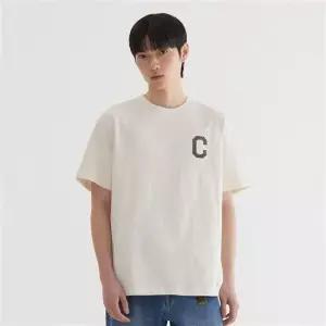 커버낫 커플티 여름티셔츠 남녀공용 크랙 C 로고 슬럽 티셔츠 아이보리 CO2502ST32IV LE1219504524