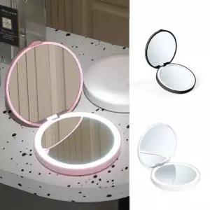 [무료배송] LED 화장 휴대거울 메이크업 미니 접이식 양면 확대