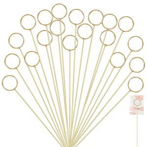 아베요 20Pcs 플라워 카드 홀더 스틱, 메탈 플로럴 픽 골드 기프트 홀더, 숫자 사진 클립 노트 디스플레이 부케, DIY 공예 (12인치)