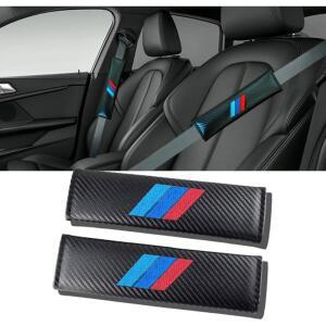 BMW용 2PCS 자동차 안전벨트 커버, 탄소 섬유 어깨 보호, 부드러운 스트랩 쿠션으로 목과 어깨를 트럭용 액세서리 패드(블랙)