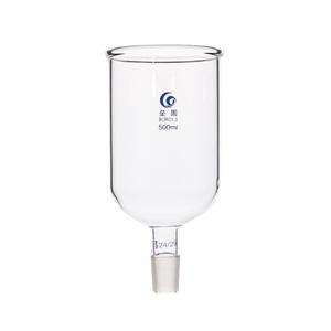 실험실 공급에 사용하기위한 표준 접지 입구가있는 투명 50mm ~ 유리 원통형 피드 깔때기 1 개