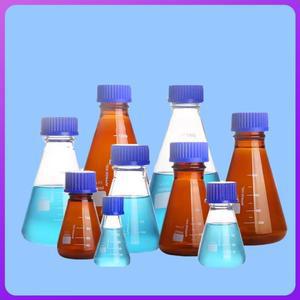 붕규산염 유리 원추형 플라스크, 나사 탑, 실험실 삼각형 화학 시약병, 50-1000ml