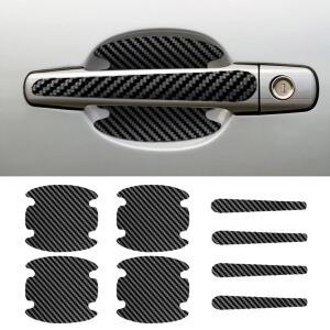 8PCS 자동차 도어 핸들 스크래치 보호기, 카본 파이버 볼 스티커, 유니버설 오토 페인트 가드 커버, 컵 보호 필름(블랙)