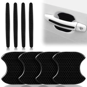 8PCS 자동차 도어 핸들 스크래치 보호기, 반사 탄소 섬유 필름 자동 접착 방지 가드, 자동차, 트럭, RV, 자동차용 볼 스티커(블랙)