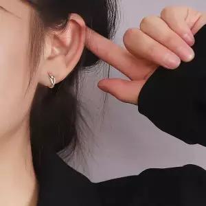 [하프클럽/]여성용 실버 큐빅 물방울 원터치 링 귀걸이