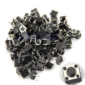 100pcs 6x6x5mm 4pin 촉감 누름 단추 식 전쟁 스위치 순간 접촉 DIP 관통 구멍