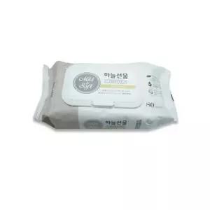하늘선물 물티슈 대용량 80매 캡형 저자극 아기물티슈 업소용 (W8D7396)