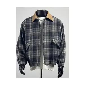 남성 하프 코트 칼라 체크 재킷 가을 상의 트렌드 MODU3