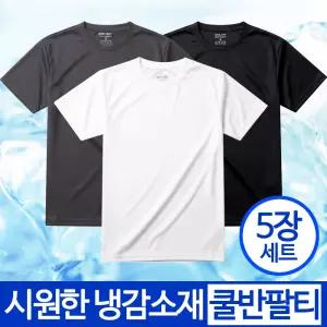 DMPS 쿨 드라이 5장세트 냉감소재 기능성 쿨티셔츠 S M L XL 2XL 3XL 남녀공용 쿨링 쿨론 티셔츠 라운드 여름 반팔티