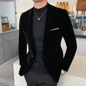 야무치 남자 데일리룩 정장자켓 정장 자켓 점 작은 형 캐주얼 싱글 코트 벨벳 KUK1