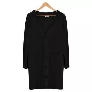 블랙 골지 빅오버핏 롱가디건_MOD001_BLACK 남녀공용 남자티 무지 (W15A4F5)