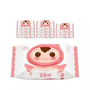 순둥이 베이직 무향 엠보싱 아기물티슈 휴대용 캡형 20매 12팩 (cB휴12)