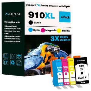 hp호환 프린터용 910XL 잉크 카트리지 8015E 8025E 80108020 시리즈 잉크용 910 XL 오피스젯 프로 8028E 8035E 8010E 8025 8035 8028(블랙 및 컬러 4팩)과 함께 작동합니다 vGO