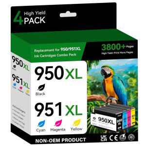 hp호환 프린터용 950XL 951XL 잉크 카트리지 4팩 950 951 콤보 팩 OFFICEJET PRO 8600 8610 8620 8630 8615 8100 276DW 251DW (블랙 / 시안 마젠타 옐로우)와 호환됩니다 vDY