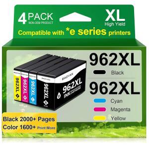 962XL 잉크 카트리지 hp호환 콤보 팩 교체 OFFICEJET PRO 9015E 9010 9025E 901820 9018E 9012E 9016 프린터 블랙 색상 (4팩) vX0