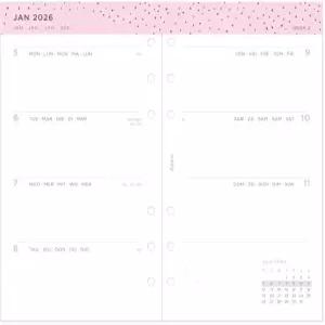 필로팍스 캘린더 다이어리 리필 개인/콤팩트 사이즈 주간 시청 컨페티 미니멀 팩 다국어 5개 언어 2026년