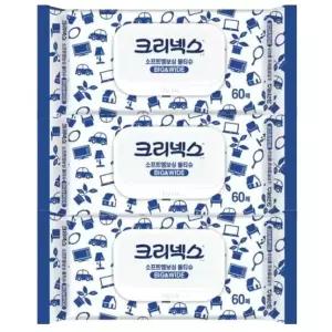 크리넥스 소프트 엠보싱 물티슈 60매 3팩 천연펄프