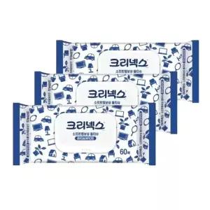 크리넥스 소프트 엠보싱 물티슈 60매 x 3팩 BIG&WIDE