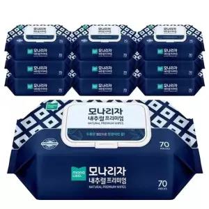 모나리자 내추럴 프리미엄 물티슈 캡형 70매 10팩 560449