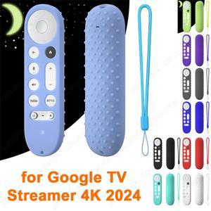 Google TV Streamer 4K 2024 용 실리콘 보호 케이스 원격 제어 미끄럼 방지  내구성 Shockpron 커버 쉘 (끈