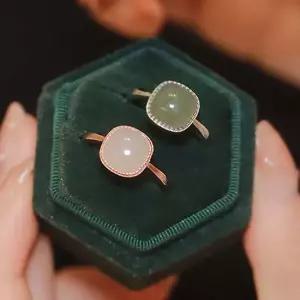 반지 9mm 심플 사각 연옥 모던 비취 골드 청옥 써지컬 빈티지