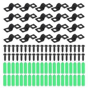 UXCELL 20PCS 6MM(1/4인치) 이중 구멍 파이프 스트랩 견고한 U 브래킷 도관 클램프 자체 탭핑 나사 및 튜브 와이어 코드 고정용 확장 튜브가 있는 고강도 탄소강 스트랩 클립 iVB