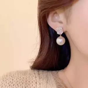 S925 은침 라비에르 사각 큐 진주귀걸이 진주귀걸이
