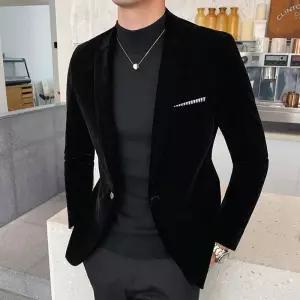 남친 캐주얼 정장 나들이에 싱글 작은 점 코트 형 벨벳 자켓 어울리는 MODU1