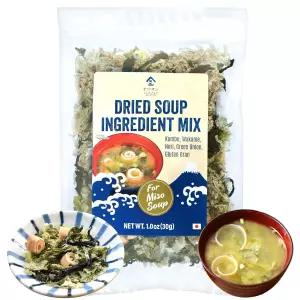야마산 교토 우지 5가지 건조 재료 미소 수프 믹스 콤부의 감칠맛 와카메와 노리 라면 등 빠르고 쉬운