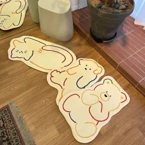 애니멀라인발매트 미니러그 고양이 강아지 곰돌이 털 거실러그 털 인테리어 (W9D6CD1)