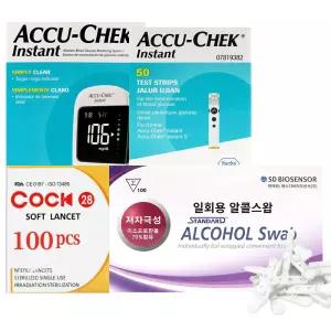 아큐첵 인스턴트 혈당 측정기 세트 혈당계+시험지 60매+콕란셋 110개+알콜솜 100매